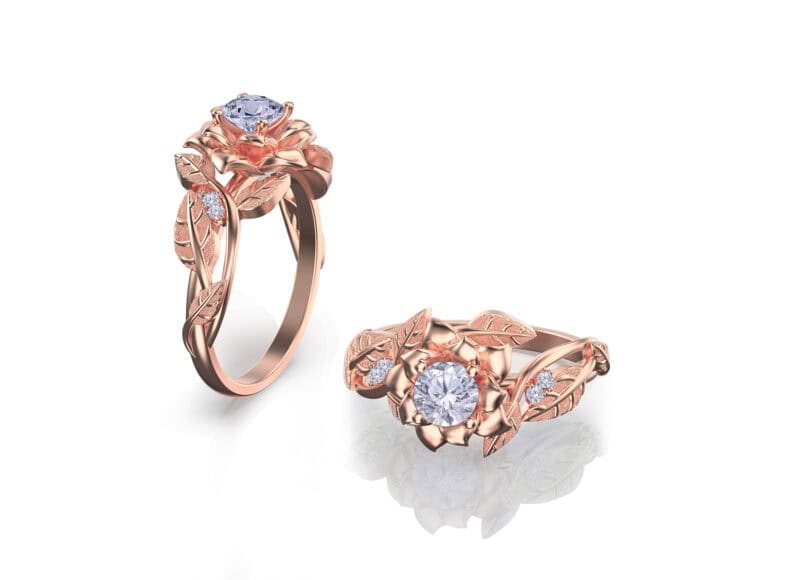 Rose gold rose 2025 diamond ring